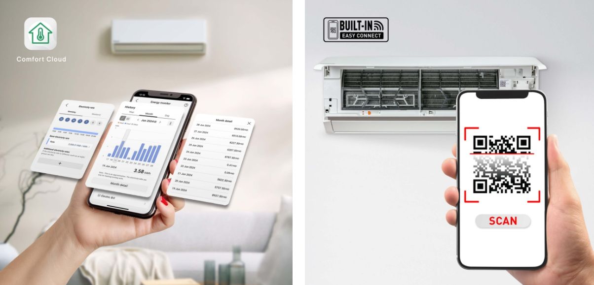 Mã QR được gắn sẵn dưới mặt nạ trước của máy cũng giúp bạn kết nối dễ dàng hơn bao giờ hết