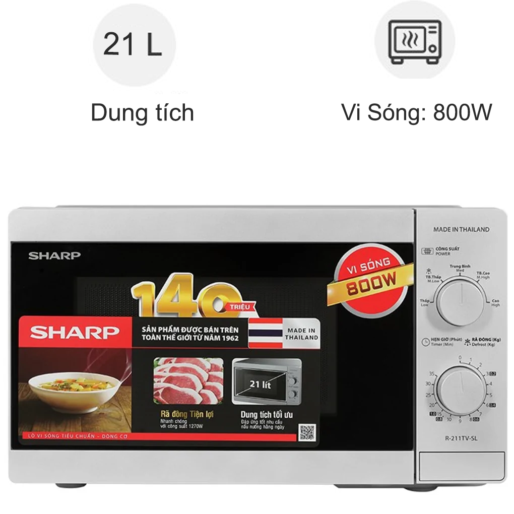 Lò Vi Sóng Sharp R-211TV-SL 21 Lít
